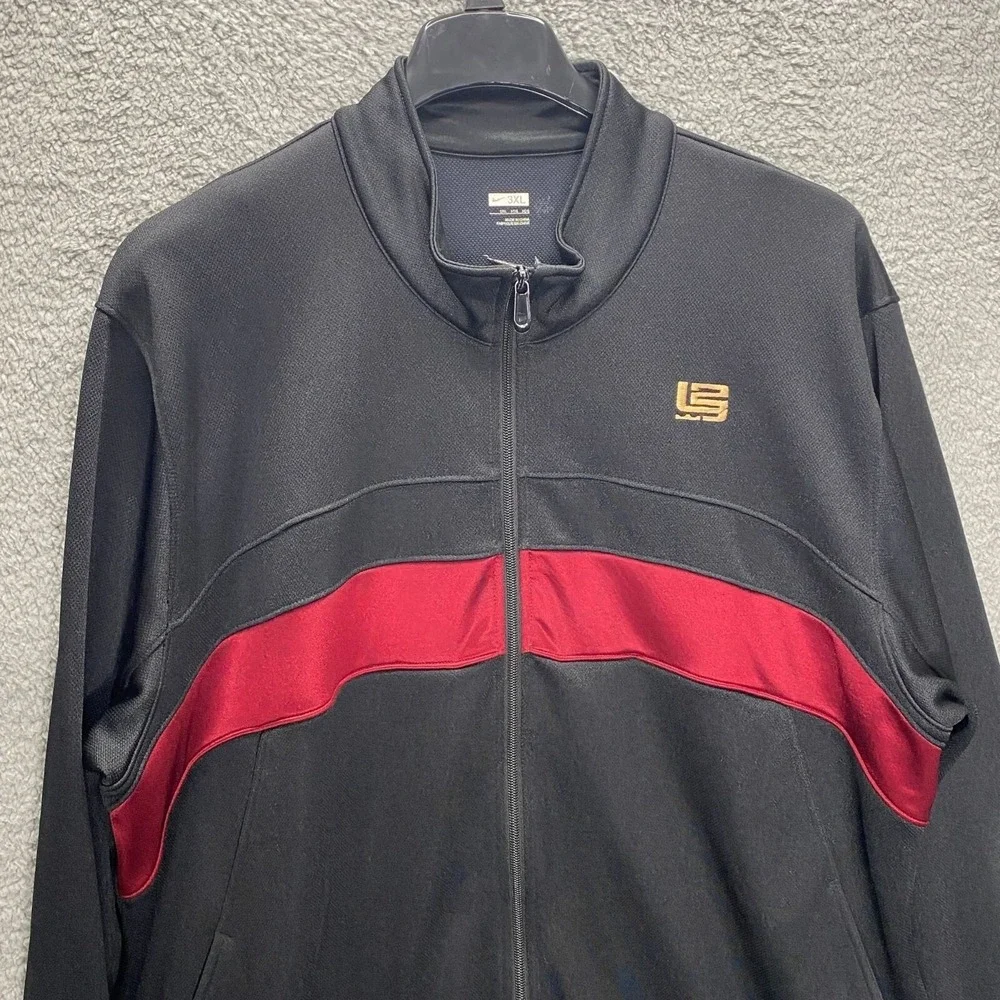 Nike LeBron James Track Jacket Mens 3XL Black Red Full Zip LBJ Logo Basketball